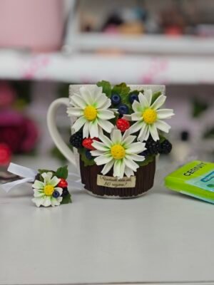 Чаша с декорация от полимерна глина за зъболекар (Копие)