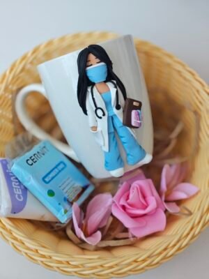 Чаша с декорация от полимерна глина " Мече с балони" (Копие)