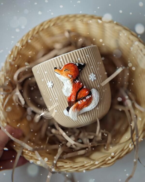 Коледна чаша с декорация от полимерна глина "Коледна приказка" (Копие)