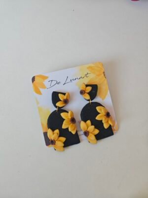 Обеци от полимерна глина "Слънчогледи"