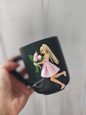 Чаша с полимерна глина с "Момиче с лалета 2"