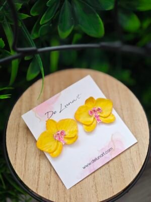 Обеци от полимерна глина "Oрхидея"